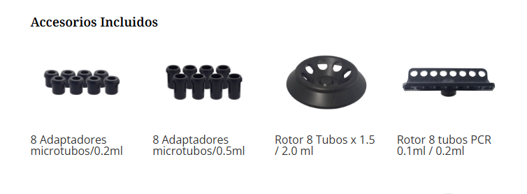 Centrífuga mini digital (2 rotores y adaptadores)
