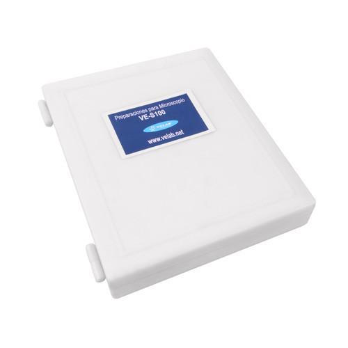 Estuche con 100 preparaciones biológicas. Modelo VE-S100. Marca: velab