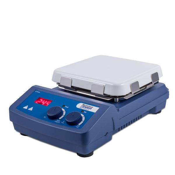 Agitador magnético con placa de calentamiento cuadrada con pantalla digital LCD.