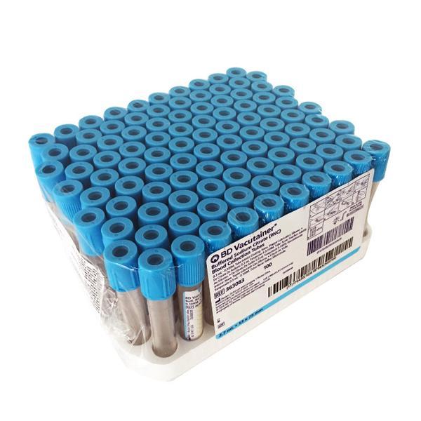 Tubo azul para toma de muestra. Modelo 363083. Marca: BD